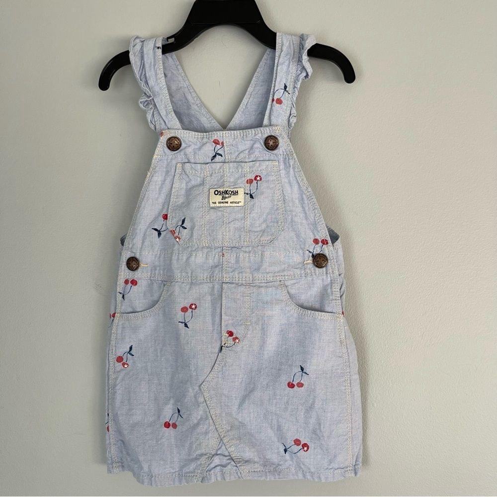 Baby OshKosh B'Gosh Girl's Denim Cherry Overall Dress Size 3T - Picture 2 of 10